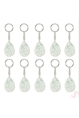 Epoksi Yıldızlı Anahtarlık, Gümüş - 10 Adet Gümüş