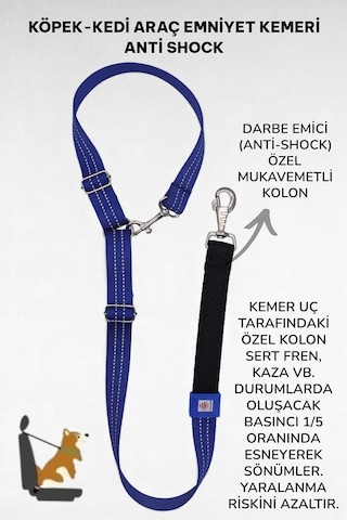 Evcil Hayvan Araç Emniyet Kemeri Köpek Emniyet Kemeri Araba Oto Aksesuar Kedi Köpek Emniyet Kemeri Lacivert-tek Ebat Diğer