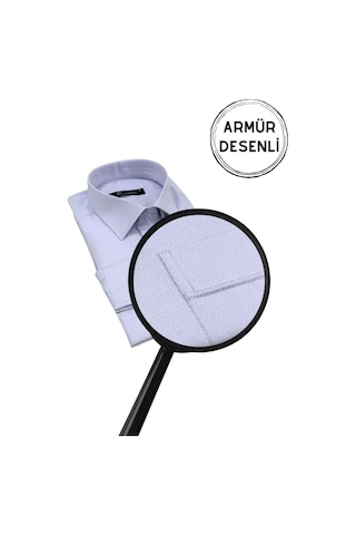 Dicotto Lila Armür Desenli Rahat Kesim Uzun Kol Erkek Gömlek Tek Cepli Klasik Regular Fit 001
