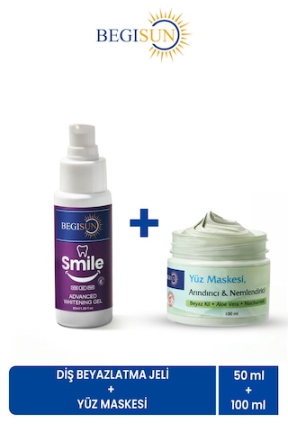 Begısun Diş Beyazlatma Jeli 50 Ml + Arındırıcı & Nemlendirici Yüz Maskesi 100 Ml Bakım Seti