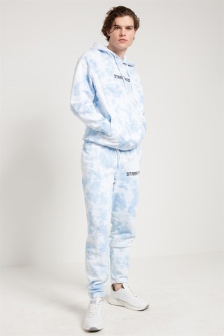 Batik Yıkamalı Mavi Oversize Erkek Eşofman Altı Mavi