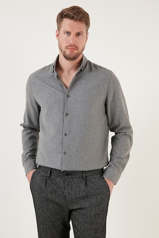 Buratti Pamuklu Regular Fit Düğmeli Yaka Kışlık Erkek Gömlek Cf24W127079 Koyu Gri