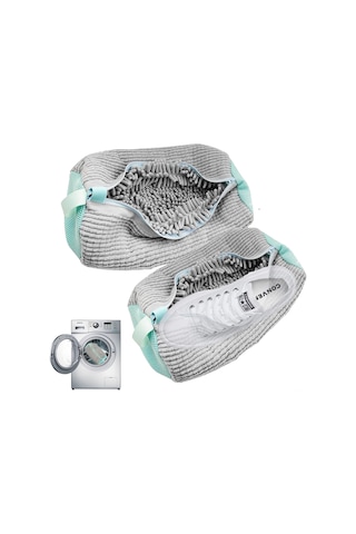 Mufunye 2 Adet Gri Ayakkabı Yıkama Çantası - Otomatik Kilitleme, Dayanıklı Mikrofiber, Yüksek Su Geçirgenliği Gri