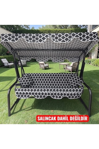 3 Kişilik Salıncak Lüks Kılıf Seti 10cm Süngerli Karaçatı Desen Çok Renkli