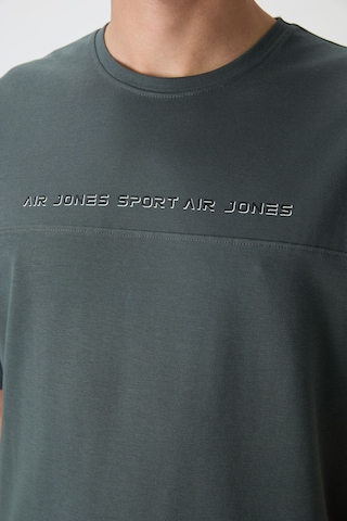 Air Jones Tommy Life Haki Pamuklu Kalın Yüzeyi Dokulu Oversize Fit Baskılı Erkek T-shirt - 88371 Haki
