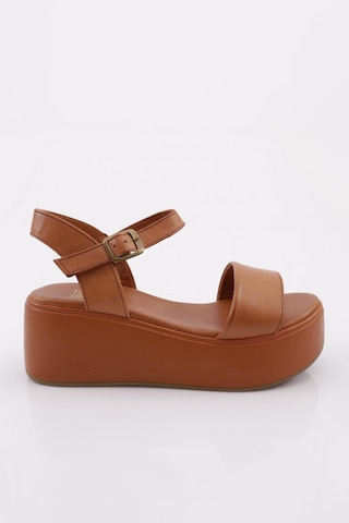 Dgn 6002 Kadin Kalin Taban Sandalet Taba