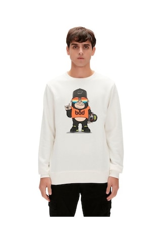 Bad Bear Funky Crewneck Erkek Beyaz Sweatshirt 23.02.12.014-c04 Siyah