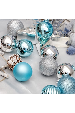 Konesam Mavi Noel Topu Seti 4cm - 34 Adet Polistiren Ağaç Dekorasyonu