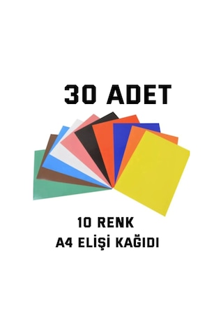30 Adet A4 Elişi Kağıdı Karışık Renk El Işi Kağıdı