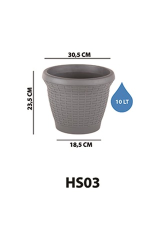 Hs03 Hasır Saksı Tabaklı 30,5cm, 10 Litre Beyaz