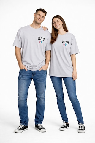 Nevermind Anne Baba Kombini Mom Dad Baskılı Çift Tişört Oversize Unisex 2 L Antrasit