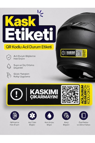 10'lu Paket Meo Qr Kodlu Kask Acil Durum Bilgileri Etiketi Kask Etiketi