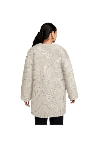 Nike Sportswear Cozy Long-haired All-over Swoosh Logo Lined Loose Full-zip Kadın Ceket-fv8025-104 Krem