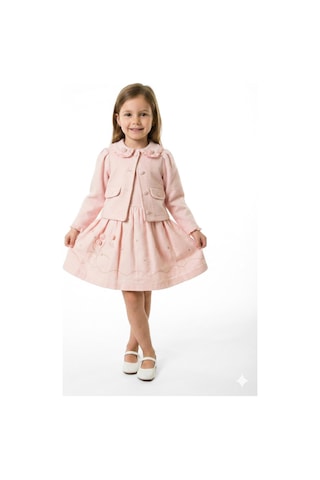 Xo Kids Kız Çocuk Elbise + Bolero 5-8 Yaş 52143 Pudra