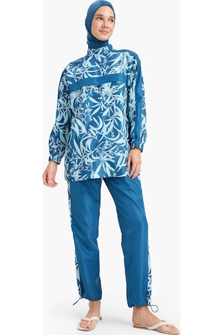 DeFacto Regular Fit Su İtici 3'lü Desenli Burkini Tesettür Mayo Takım E7996AX25HSBE376