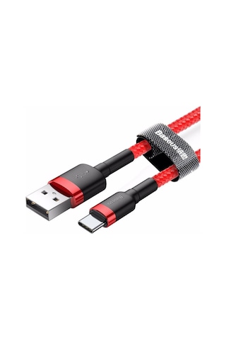 Baseus Cafule 3a Type-c 1 Metre Şarj Kablosu Kırmızı Catklf-b09
