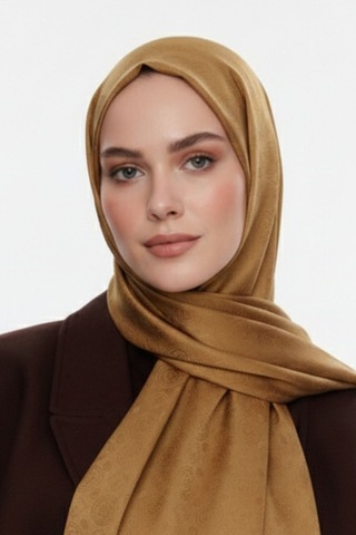 Mizalle & Yaqa Filigranlı Hardal Rengi Şal Hardal
