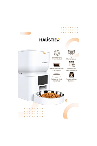 Qq023 Akıllı Kedi Köpek Mama Kabı, Tuya App-wifi Uzaktan Kontrol, 4lt Hazne, Metal Kase