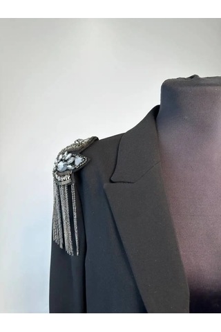 Slubov'u Omuz Askıları 2'li, Zincirli Broşlar 157325479 Siyah