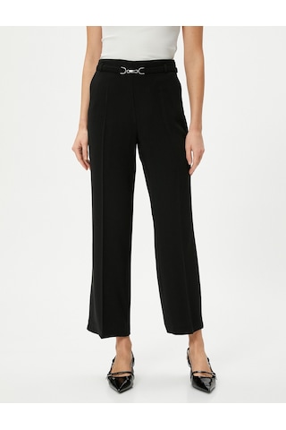 Koton Bol Paça Pantolon Metal Kemer Detaylı Normal Bel Siyah 4sak40072ew 4SAK40072EW999 Siyah