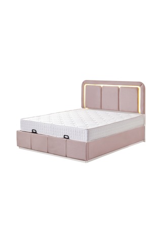 Demonte Baza Seti, Nox Ledli Çift Kişilik Baza Başlık Seti - İkili Set, Pembe - 160x200 Cm 160 x 200