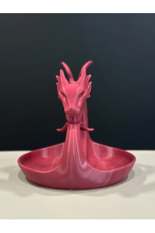 Ejderha Figürlü Tepsi - 3d Baskı Fantastik Dragon Organizer & Dekoratif Obje Bordo
