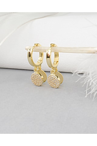 Brezza Lusso Jewelry 18k Serie Oro Sallantılı Aynalı Halka Kadın Gümüş Küpe