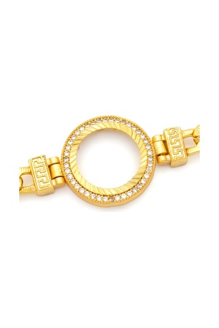 Altın Kaplama İmitasyon Zirkon Taşlı Figaro Desenli Çeyrek Çerçeve Bileklik Blk-1171 Altın