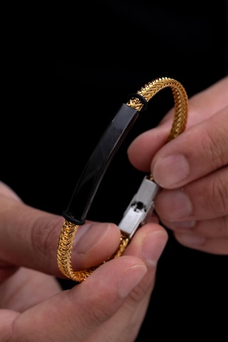 Erkek Çelik Bileklik - İsim Yazılabilir Altın Kaplama Gurmet Zincir Erkek Bileklik Gold