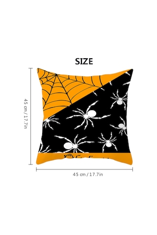 Shineyee Halloween Dekoratif Yastık Kılıfı, Kabak Desenli Kayısı Derisi, Ev/kahvehanede Kullanıma Uygun, 45x45cm Yastık İçi Hariç - Tpr184-13 Diğer