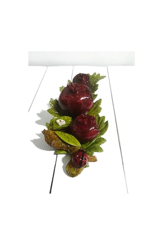 Dekoratif El Yapımı Yaprak Üzeri Nar Figürlü Dekoratif Obje Nar Biblo Bereket Ve Bolluk Simgesi