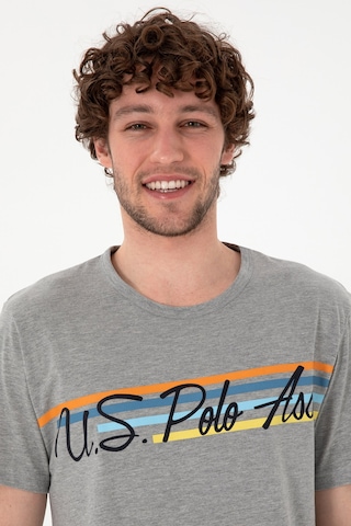 U.S. Polo Assn. Erkek Bisiklet Yaka Gri Melanj Pijama Takımı 50309481-VR086