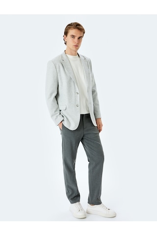Koton Slim Fit Pamuk Karışımlı Cep Detaylı Mono Yaka Blazer Ceket Gri 5sam50004hk Gri