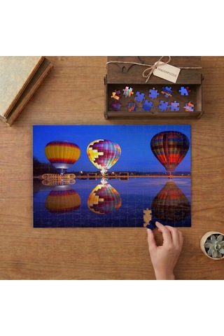 Gece Sıcak Hava Balonları Tasarımı 240 Parça Ahşap Puzzle Ahşap Kutuda Mpy10321