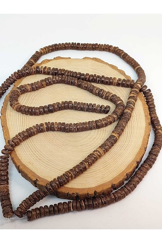 Bileklik Boy Hindistan Cevizi Kabuğu Ahşap Yarım Dizi Rondela Kesim 8.5 3mm 18cm Uzunluğundadır Çok Renkli