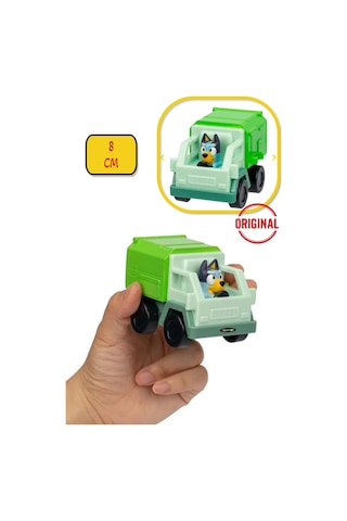 Blueyplus Figürlü Mini Çöp Kamyonu Serbest Tekerlek Dayanıklı Eğlenceli Okul Öncesi Oyuncak - 8 Cm Sünger Bob