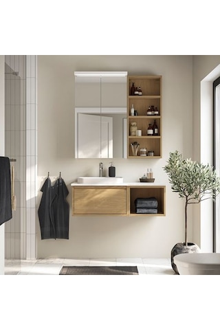 Ikea Hagaån Açık Banyo Alt Dolabı, Meşe Görünümlü, 40x48x33 Cm
