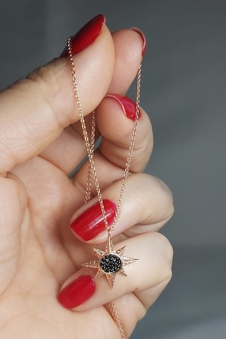 925 Ayar Zirkon Taşlı Yıldız Gümüş Kolye