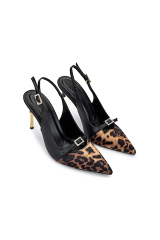 Tamer Tanca Kadın Vegan Siyah/leopar Stiletto 1007 9028 Bn Sndlt Y24 Leopar - Siyah