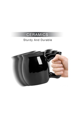 Folinda 300 Ml Seramik Kahve Fincanı - Mikrodalga Ve Lavabo Uyumlu, Geniş Tutamaklı, Hediye İçin Mükemmel Doğum Günü, Noel, Halloween Siyah