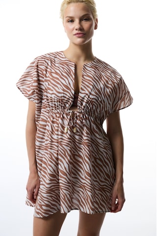 Penti Gale Zebra Desenli Bağlama Detaylı Mini V Yaka Kaftan Çok Renkli