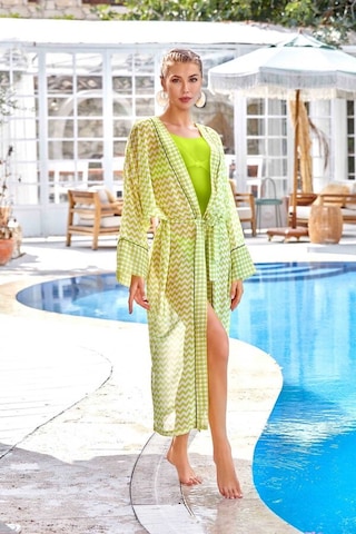 Mayo Üzerine Tek Pareo Kaftan Leysa Nady 6129 Neon Yeşili Neon Yeşil