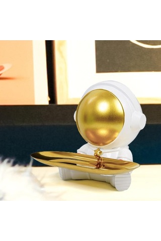 Opulentliving Reçine Astronot Heykeli, Anahtar Telefon Saklama, Suntek Konteyner Bibloları İçin Tepsi Orta Boy Orta