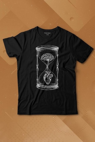 Kendim Seçtim Kum Saati Kalp Beyin Aşk Mantık Baskılı Tişört Çocuk T-shirt 001