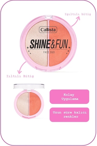 Callista Shine & Fun Face Duo Toz Allık Ve Aydınlatıcı Palet - 120 Dream Team