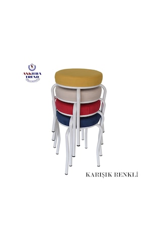 Tabure (Beyaz Ayaklı) (4 Adet) - Mutfak Balkon Taburesi