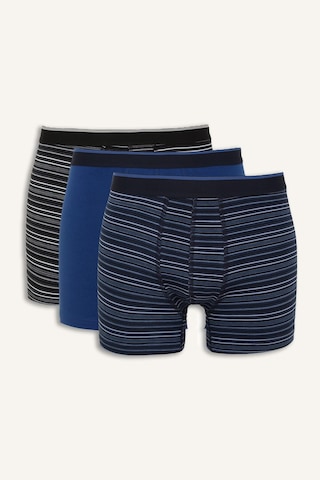 Defacto Regular Fit Çizgili Ve Düz 3lü Boxer I4019ax26aunv30 Lacivert-nv30