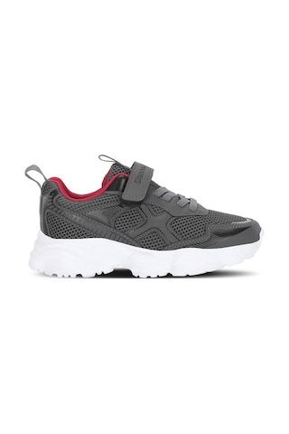 Slazenger Fast Track I Unisex Çocuk Cırt Cırtlı Koyu Gri / Kırmızı Günlük Spor Ayakkabısı