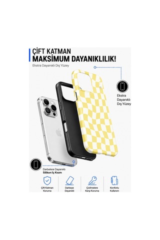 Apple iPhone Uyumlu, 17 Pro Check Collection Çift Katmanlı Essential Tough Telefon Kılıfı