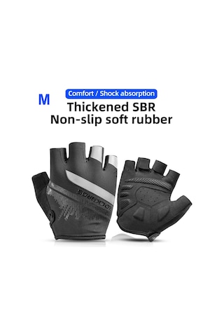 Rockbros S247 1 Çift Yarım Parmak Bisiklet Sürme İçin Yansıtıcı Çizgili Aşınmaya Dayanıklı Eldiven